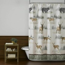 Cabin Pine Wildlife Lodge Forest Fabric Shower &amp;/Or Hooks 70&quot; x 72&quot;, Choice -NEW - £12.64 GBP+