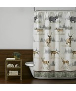 Cabin Pine Wildlife Lodge Forest Fabric Shower &amp;/Or Hooks 70&quot; x 72&quot;, Cho... - $21.48 CAD+