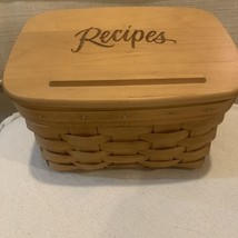 Longaberger 2002 4x6 Recipe Card Basket Woodcrafts Solid Maple Lid COOKING USA - £21.97 GBP