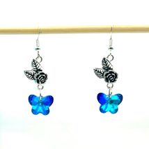 BBL Striking Silver &amp; Crystal Butterfly Dangles Earrings - £34.93 GBP