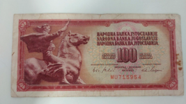 100 Dinara Yugoslavia 1965 Banknote Bill Cash Money Currency - $2.00