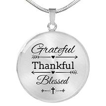 Express Your Love Gifts Grateful Thankful Blessed Circle Necklace Stainless Stee - £43.38 GBP