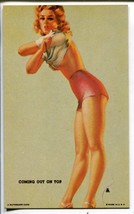 Pin-Up Girl Arcade/Exhibit Card-Mutoscope Card-Coming Out On Top-VG/FN - £28.57 GBP