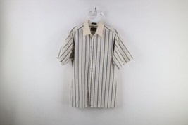 Vintage 70s Streetwear Mens Medium Striped Color Block Short Sleeve Button Shirt - £34.81 GBP