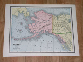1886 Original Antique Map Of Alaska / Panhandle Aleutian Islands / Yukon Canada - £18.90 GBP