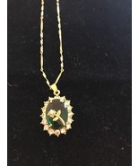 Yellow Gold Crystal Necklace Ships N 24h - $50.39