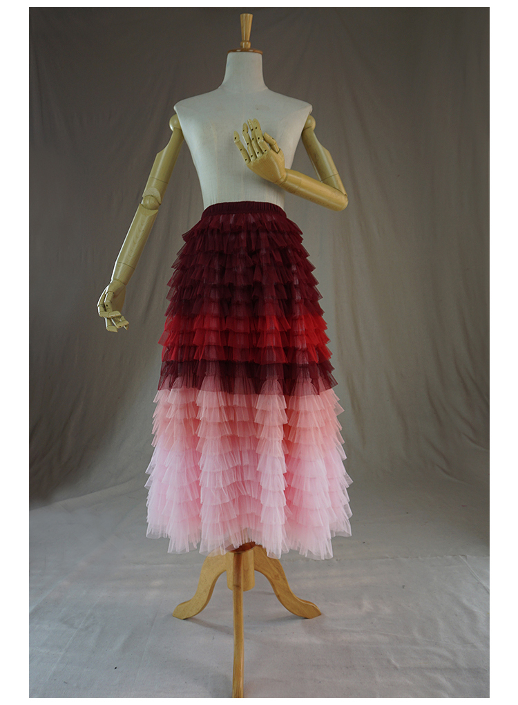 Red pink tulle skirt 4