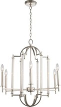 Chandelier KALCO PROVENCE Casual Luxury 6-Light Polished Nickel Glass Steel Dry - £2,348.01 GBP