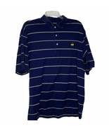 Amen Corner Mens Masters Polo Golf Shirt Blue W/ White Green Stripes Siz... - £18.96 GBP
