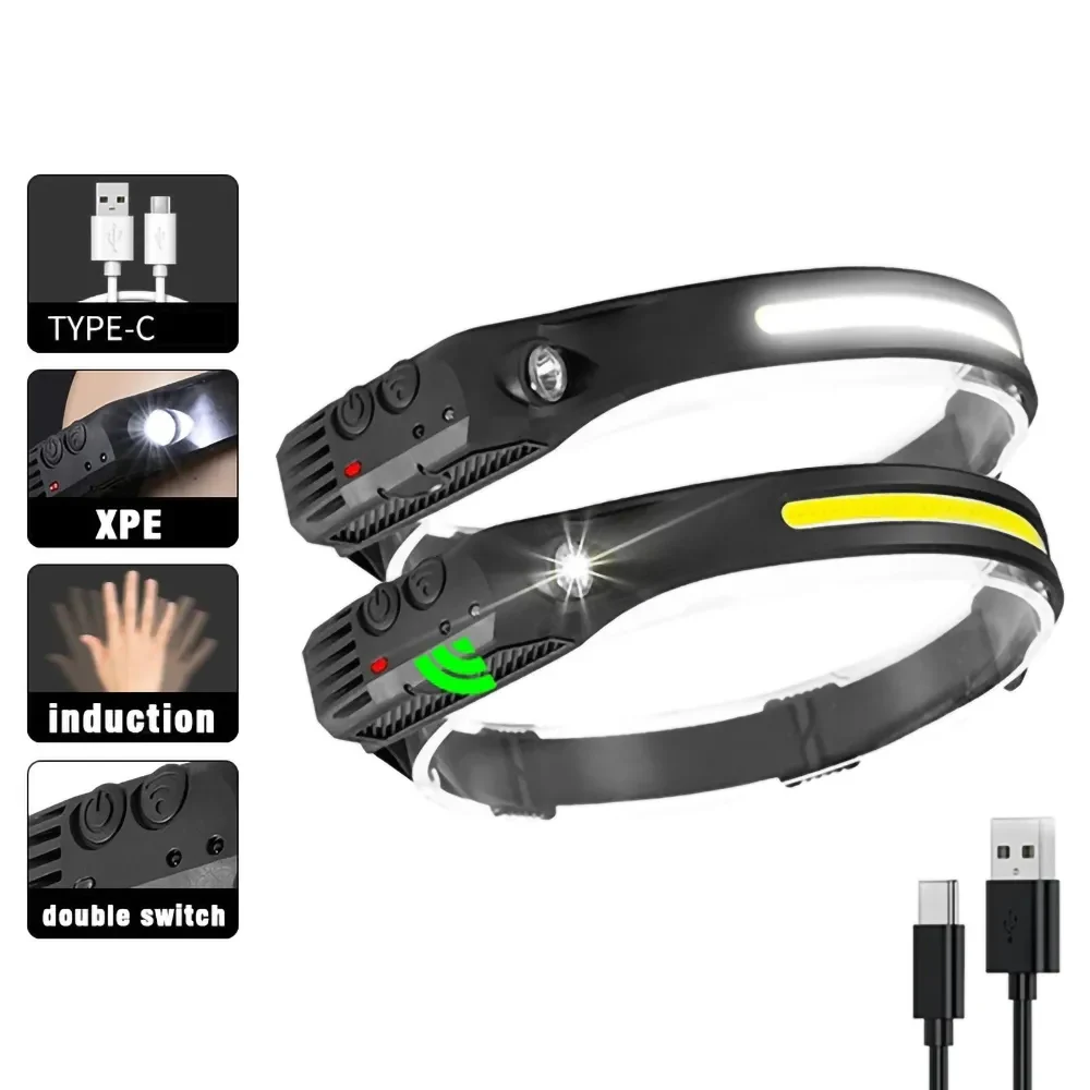 USB Rechargeable Outdoor Induction Headlamp With Built-In Battery Camping - £8.71 GBP