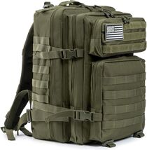 45L Military Tactical Backpack Durable MOLLE Assault Rucksack Green Outd... - $86.08