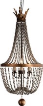 Chandelier Mirella Terracotta Lighting Gold Wood Beads French Bronze Iron 6Light - £956.38 GBP