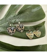 Vintage 90s Heart Shaped Earrings Set of 2 Metallic Silver Gold Tone Dangle - $354.34 MXN