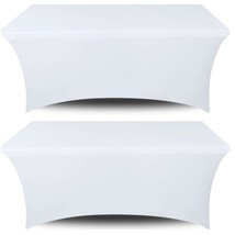 Stretch Spandex Table Covers 6Ft, Pack Of 2 Fitted Tablecloths For Rectangle Tab - £22.51 GBP