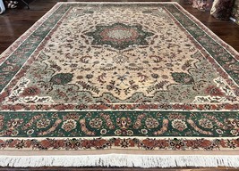 Oriental Rug 10x14 Wool &amp; Silk Highlights Handmade Vintage Carpet Very Fine - £6,212.21 GBP