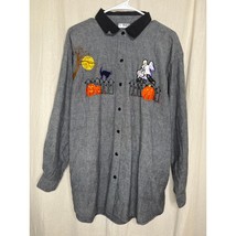 1990s Victoria Jones Halloween Pumpkins Spooky Goth Ghost Black Cat Shir... - $38.00