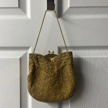 Ed B Robinson Small gold Satin Lined Beaded Evening Bag Vintage - £26.04 GBP