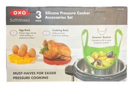 OXO Softworks Silicone Pressure Cooker 3 Pc Egg Rack Steamer Basket Cook... - £17.17 GBP