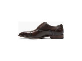 Shoes Stacy Adams Penley Cap Toe Oxford Croco Print Leather Brown 25626-200 image 5