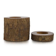 Duality Natural Tree Bark Wooden Round Candle Holder Set of 2 - £20.88 GBP