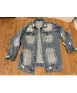 Fashion Nova Jean Jacket Womens XL Distressed Grunge Punk Rock Indie Ble... - £20.10 GBP