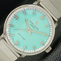 Heritage Favre Leuba Geneve Sea Chief Mens Swiss Turqoise Dial Watch a426025-1 - £56.08 GBP