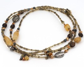 Retired Silpada 60&quot; Sterling Serpentine Pearl and Seed Bead Boho Necklace N1928 - £27.29 GBP
