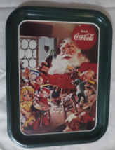 Coca Cola Metal Santa in Workshop flat Tray 1992 Rust spot and dent - $4.70