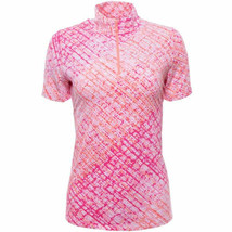 Nwt Ladies Ibkul Liz Pink Coral Short Sleeve Mock Golf Shirt S M Xl &amp; Xxl - £43.85 GBP