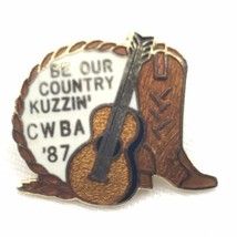 CWBA 1987 Pin Country Boots Guitar Western Gold Tone Enamel - $9.89
