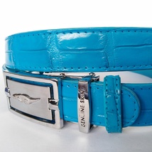 Turquoise Crocodile Skin Pattern Leather Reptile Buckle Alligator Women&#39;... - $117.59