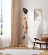 The Kskspe Wooden Coat Rack, Coat Rack Stand With 3 Height Options And 8 Hooks, - £30.36 GBP