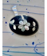 Vintage Pin or Pendant Floral Alpaca Mexico Abalone MOP women - $51.45 CAD