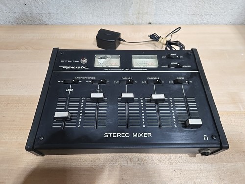 Vintage Realistic Stereo Mixer Model 32-1100a w/ Power Adapter Powers On  - $21.60
