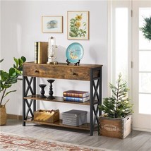 Console Table With Long Drawer &amp; Storage For Living Room/Hallway/Entryway Rustic - £116.93 GBP