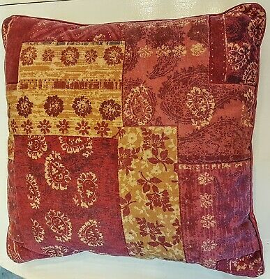 Accent Throw Pillow 16&quot; Square Faded Red Brown Paisley Floral Print Home... - $11.88