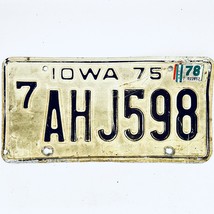 1978 United States Iowa Black Hawk County Passenger License Plate 7 AHJ598 - £14.37 GBP