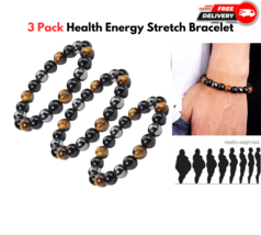 Energy Healing Stretch Bracelet Natural Stone Hematite Tiger Eye for Men... - $7.60