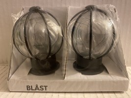 Ikea Blast Glass Globe Black Steel Curtain Round Rod Finials, NEW - $18.70