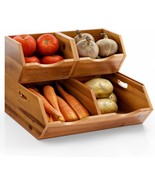 Holana 14X11In Acacia Wood Pantry Storage Bins - Set Of 3 Wooden Stackable - $55.99
