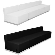 Black White Leather 3 Pc Linear Sectional Reception Office Hotel Confere... - $2,269.89