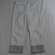 Tribal Jeans 6 Crop Straight Geometric Detail White Stretch Denim Womens Jeans - £15.56 GBP