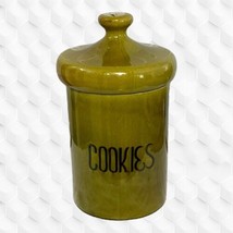Vintage MCM Avocado Green Cookie Jar Holiday Designs Ceramic Mushroom Top H4021 - £24.04 GBP