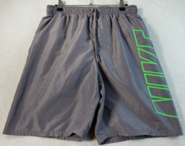 Nike Shorts Mens Size Medium Gray 100% Polyester Elastic Waist Drawstring Logo - £12.42 GBP