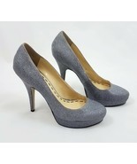 Enzo Angiolini Silver Glitter Platform Pumps High Heels Shoes Womens 10 - £23.62 GBP