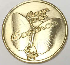Change Is The Essence Of Life Bronze Butterfly Serenity Prayer Medallion... - $1.61