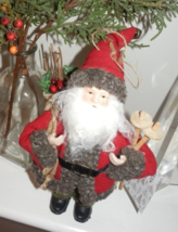 New Nicole Miller Christmas Woodland Santa Clause Doll Ornament 9&quot; - £15.86 GBP