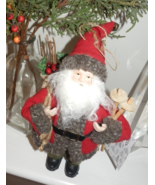NEW Nicole Miller Christmas Woodland SANTA CLAUSE DOLL ORNAMENT 9&quot; - £15.85 GBP