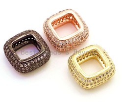 14mm CZ Micro Pave Square Ring Spacer Beads, Gold/Silver/Black/Rose Gold sku#G67 - £4.73 GBP