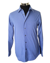 Van Heusen Dress Shirt Men&#39;s Size Small Blue Checked  14-14.5 Button Front LS - £14.15 GBP